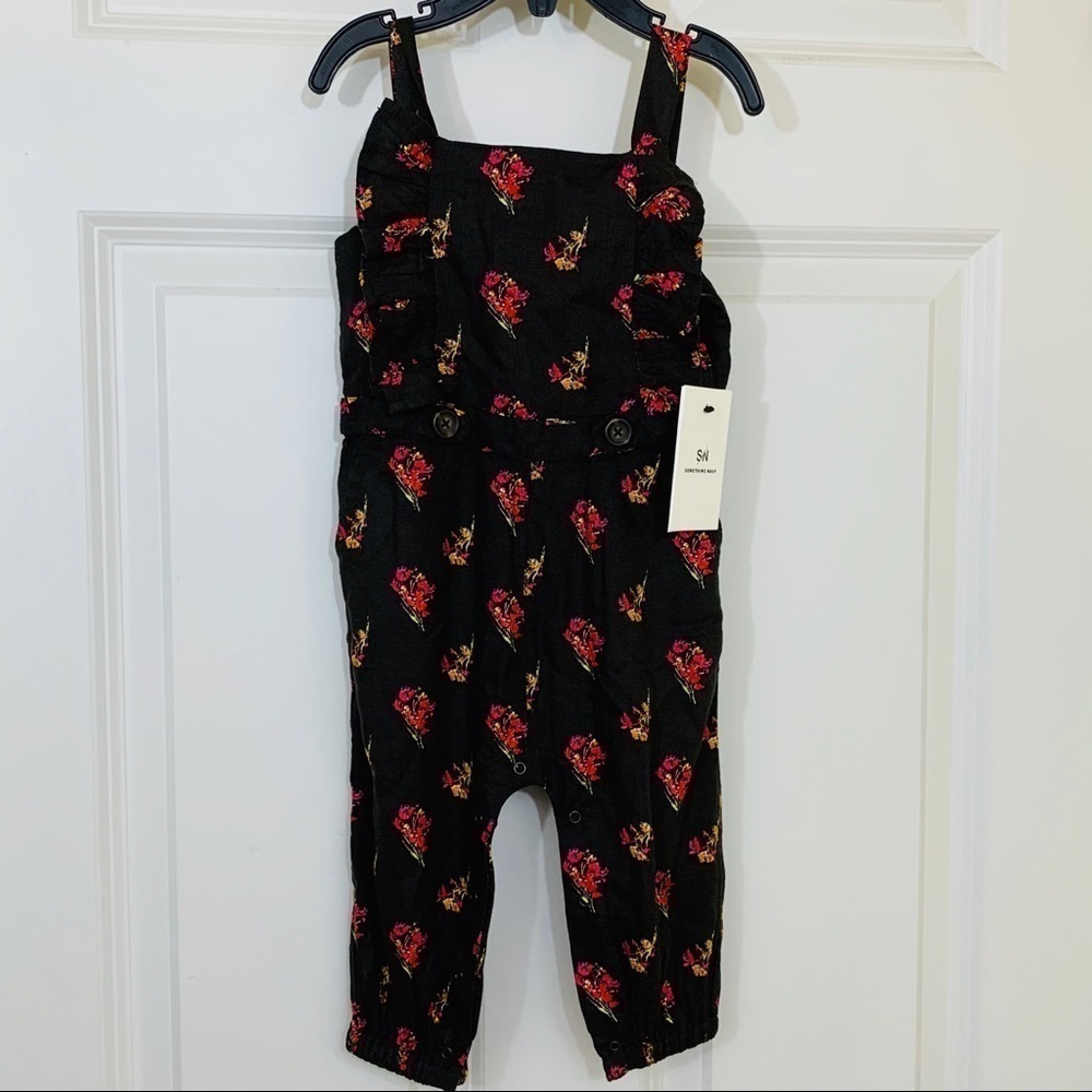 Something Navy || NWT Nordstrom Black Floral Jumper 9 months